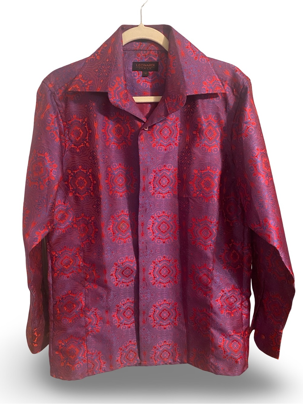 Purple & Red Paisley-Pattern Men's Shirt Jacket